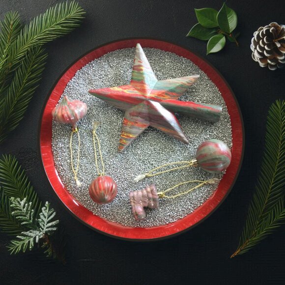 Textured Christmas Ornaments Set of 15 - Picture 2 of 4